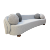 Sofa Living Modelo Curvo MoonLight  Com (6) Almofadas Redondas Tamanho 2,90m em Tecido Linho Cor Cinza Prata - PRONTA ENTREGA