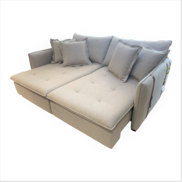 Sofa Retratil e Reclinavel Austria 2,20m com 2 Modulos e 4 Lugares Tecido Linho cor Bege Cru - SOB ENCOMENDA