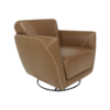 Poltrona com Base Preta Giratoria para Sala Living Couro 100% Natural Cor Caramelo - SOB ENCOMENDA