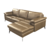 Sofa Living Modelo Alba Tamanho 227×168 com 2 Assentos + Chaise Longe para 4 Lugares Material Couro 100% Natural Cor Verde Musgo – SOB ENCOMENDA