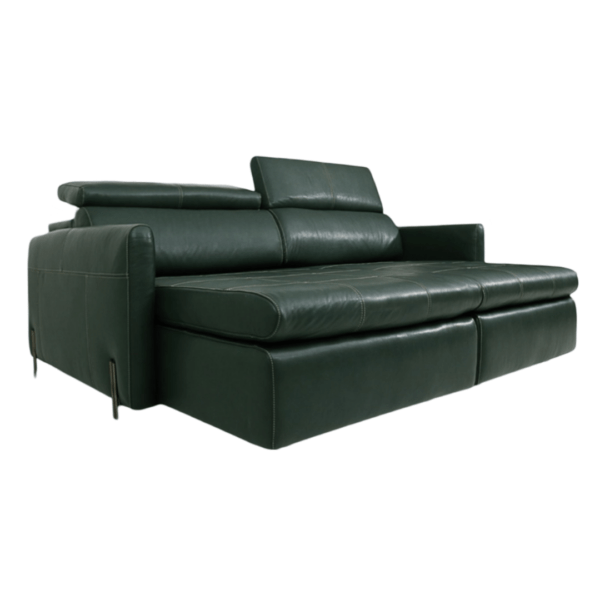 Sofa Retratil e Reclinavel Modelo Santiago Tamanho 224×106 com 2 Modulos para 4 Lugares Material Couro 100% Natural Cor Verde – SOB ENCOMENDA