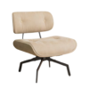 Poltrona Claudia Tecido Suede Veludo Bege e Base Aço Carbono cor Preto - SOB ENCOMENDA