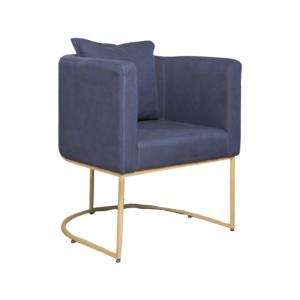 Poltrona Enzo Tecido Veludo Cor Azul Marinho e Base Aço Carbono cor Dourado - SOB ENCOMENDA