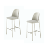 Jogo de (2) Banquetas para Bancada ou Bistrô Modelo Lucil Base de Aço Carbono cor Champange e Tecido em Linho Soft cor Bege Claro Palha - SOB ENCOMENDA