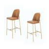 Jogo de (2) Banquetas para Bancada ou Bistrô Modelo Lucil Base de Aço Carbono cor Dourado e Tecido em Material Sintetico Couro Ecologico Cor Caramelo - SOB ENCOMENDA