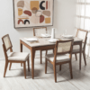 Jogo Sala de Jantar (1) Mesa Tamanho 135x90 + (4) Cadeiras Modelo Seg/Aba para 4 Lugares cor Offwhite e Madeira Natural – SOB ENCOMENDA
