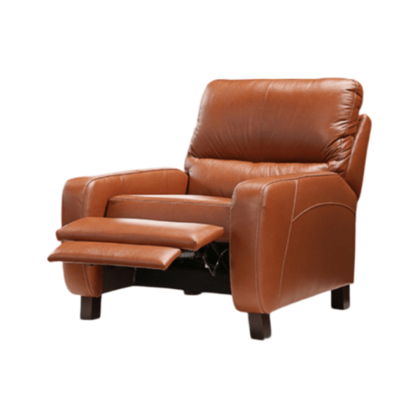 Poltrona Reclinavel Acionamento Manual Modelo Brickel Couro 100% Natural Cor Caramelo - SOB ENCOMENDA