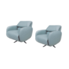 Jogo de (2) Poltronas Slim Reclinavel Acionamento Manual Modelo Cindy em Couro 100% Natural Cor Azul Cimento - SOB ENCOMENDA