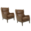 Jogo de (2) Poltronas Modelo Grecia Estilo Leitura para Sala Living/Home Office Couro 100% Natural Cor Marrom Cafe- SOB ENCOMENDA