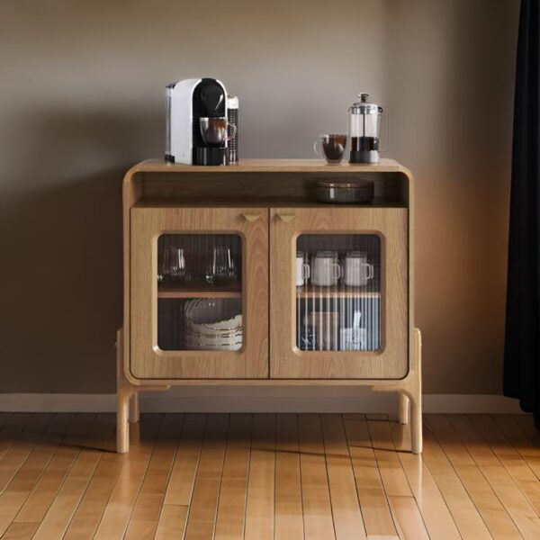 Buffet e/ou Aparador com Base Torneada de Madeira Maciça com Vidro Canelado para Sala de Jantar ou Hall de Entrada com (2) Portas Tamanho 85x37 (CORES) - SOB ENCOMENDA