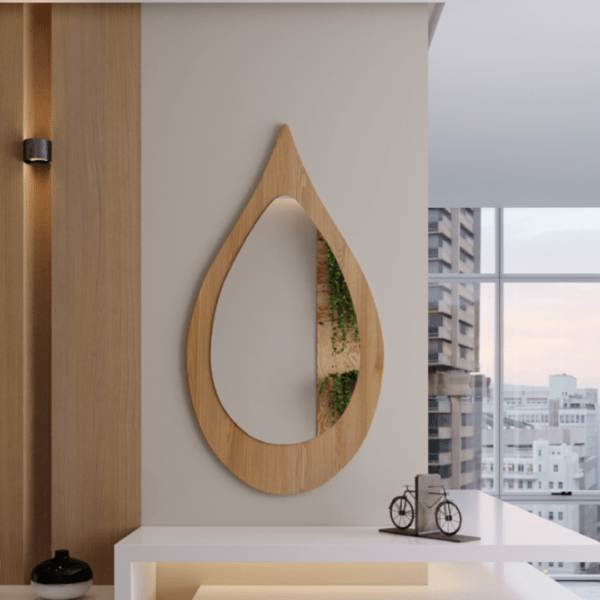 Quadro de Moldura com Espelho Decorativo para Quartos e/ou Salas de TV ou Salas de Estar de Estilo Organico com Moldura Madeira (CORES) – SOB ENCOMENDA