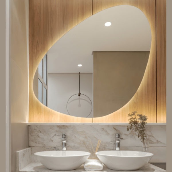 Organico/Curvo Espelho Decorativo com LED para Quartos e/ou Salas de TV ou Salas de Estar (MODELOS) – SOB ENCOMENDA