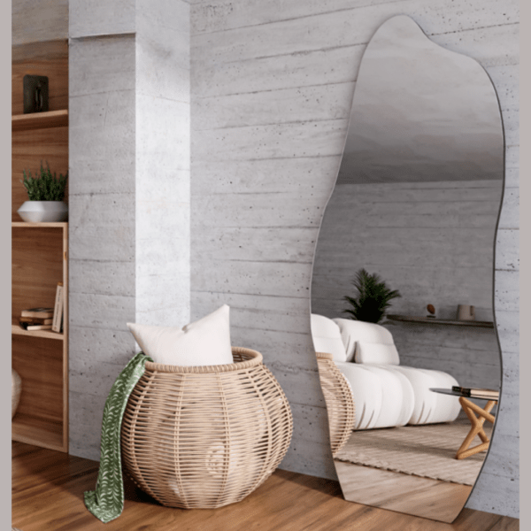 Organico/Curvo Espelho Grande Decorativo para Quartos e/ou Salas de TV ou Salas de Estar com Borda (CORES) – SOB ENCOMENDA
