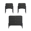 Jogo de Cômoda com (3) Gavetas e (2) Mesas de Cabeceira para Quarto com Base de Madeira Maciça Torneada (CORES) - SOB ENCOMENDA