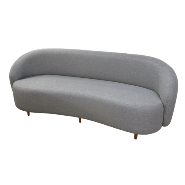 Sofa Living Curvo para Sala Modelo Organic Tamanho Sofá 2,10m em Tecido Linho Trama cor Cinza - SOB ENCOMENDA