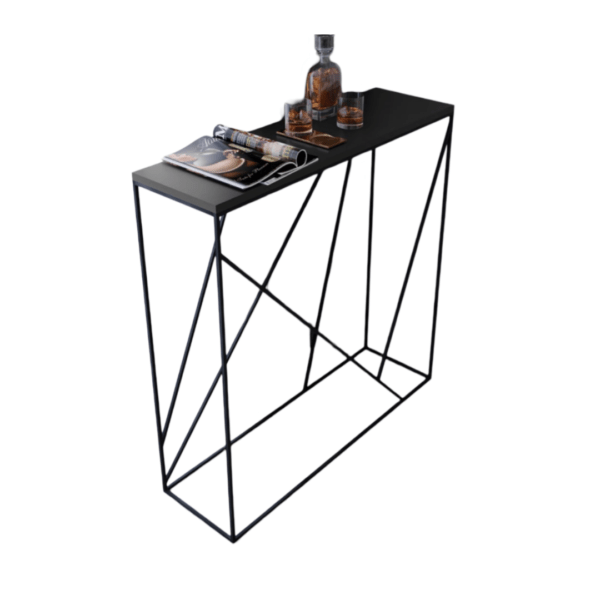 Aparador para Salas e Corredores Tamanho 100x30x100 Base de Aço Carbono cor Preto e com Tampo Madeira (CORES) - SOB ENCOMENDA