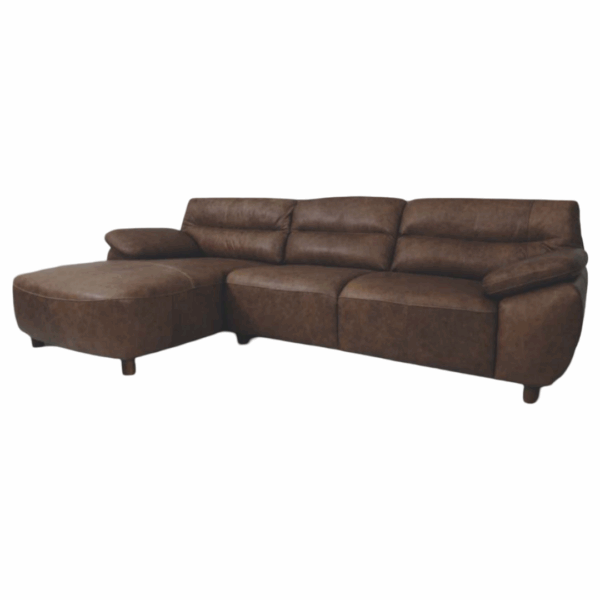Sofá Living com Chaise Modelo Romano Tamanho 244/290 com 4 a 5 Lugares Material Couro 100% Natural (CORES) – SOB ENCOMENDA